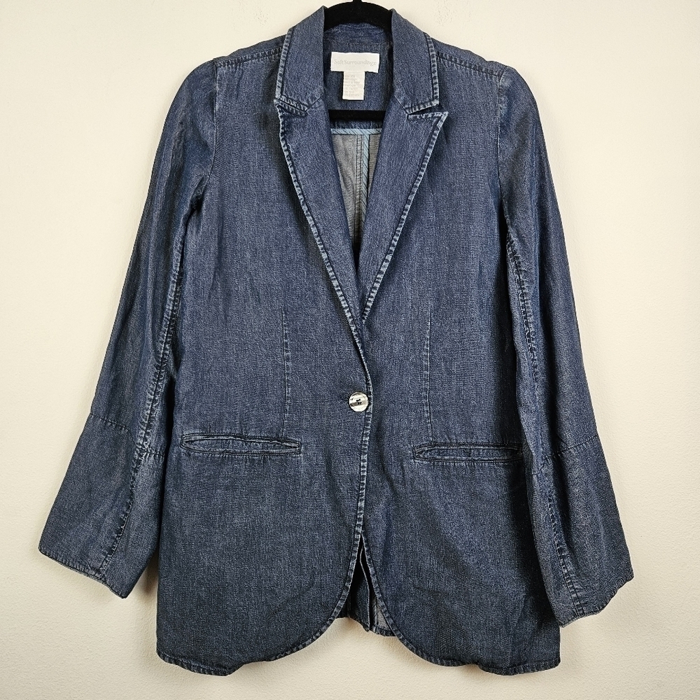 Soft Surroundings chambray blue Single button blazer Size XS